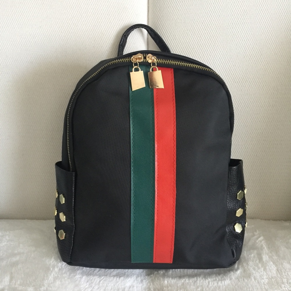 Black Striped Mini Back Pack